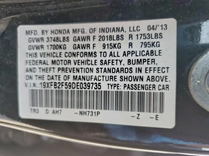 2013 HONDA CIVIC LX  