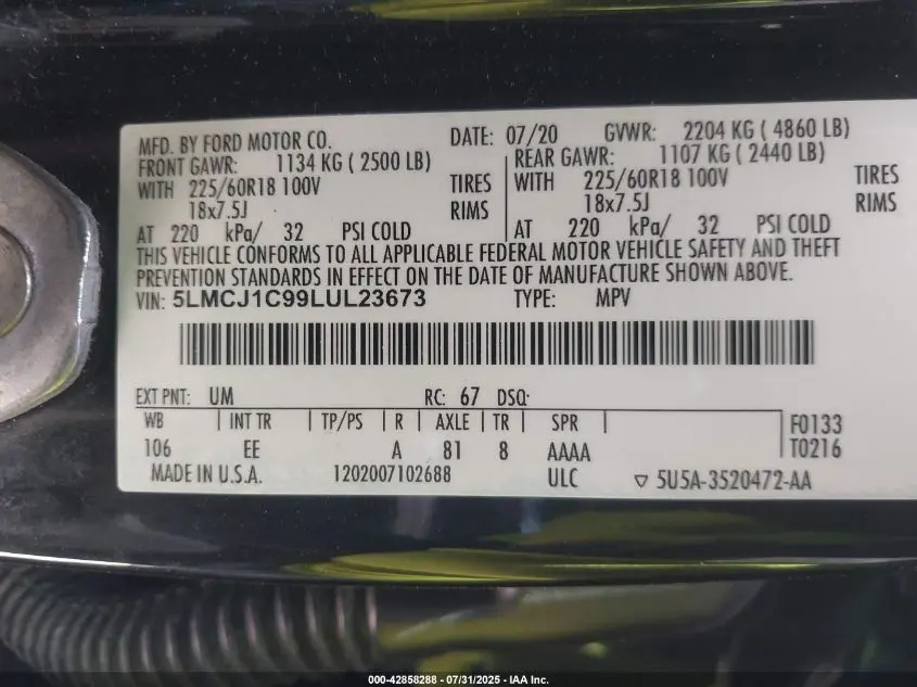 2020 LINCOLN CORSAIR STANDARD