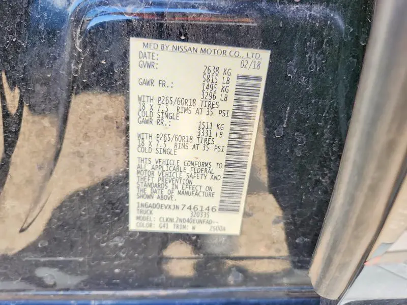 2018 NISSAN FRONTIER SV  