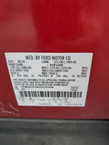 2018 FORD EXPLORER LIMITED  