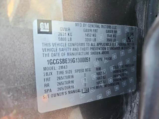 2016 CHEVROLET COLORADO   