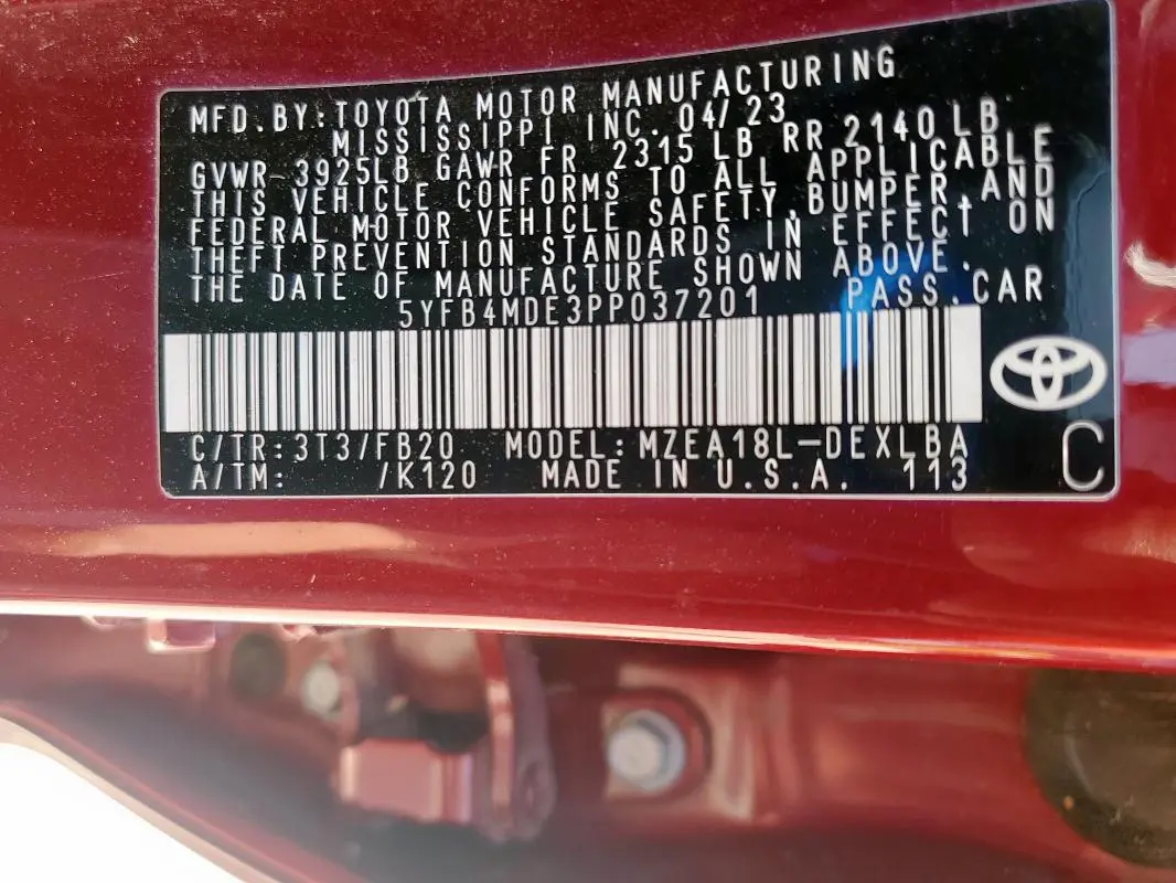 2023 TOYOTA COROLLA LE