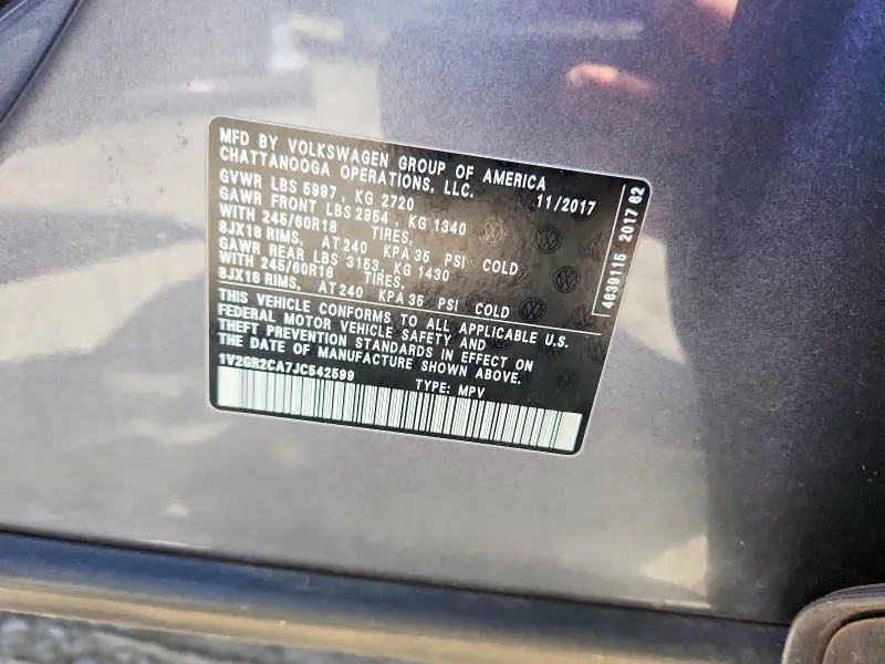 2018 VOLKSWAGEN ATLAS S  