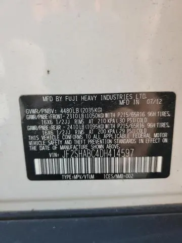 2013 SUBARU FORESTER 2.5X  