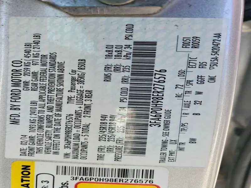 2014 FORD FUSION SE  