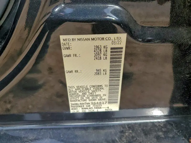 2022 NISSAN ALTIMA SV  