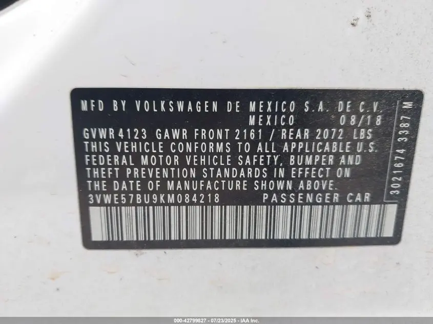 2019 VOLKSWAGEN JETTA 1.4T SEL