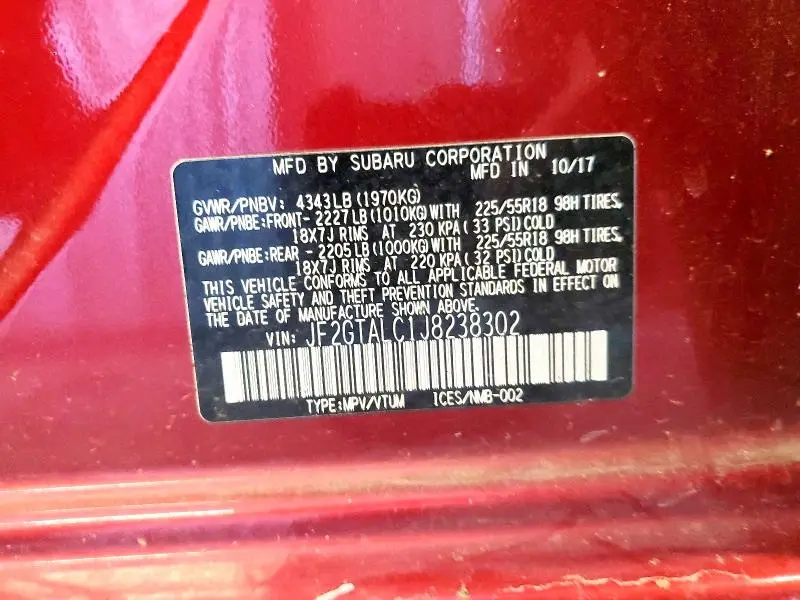 2018 SUBARU CROSSTREK LIMITED  