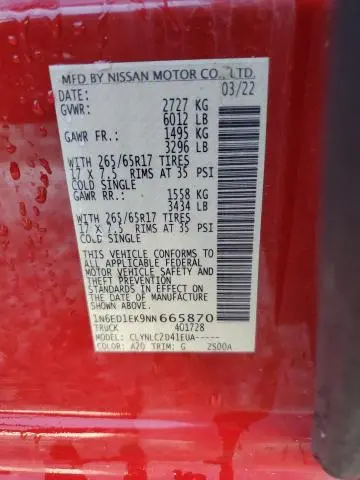 2022 NISSAN FRONTIER S