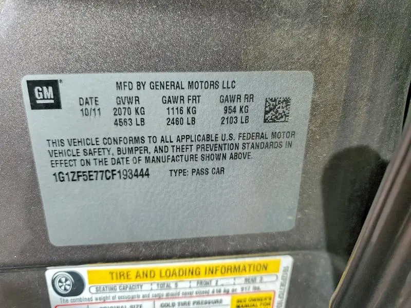 2012 CHEVROLET MALIBU 3LT  