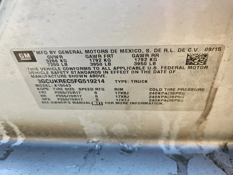 2015 CHEVROLET SILVERADO K1500 LT  