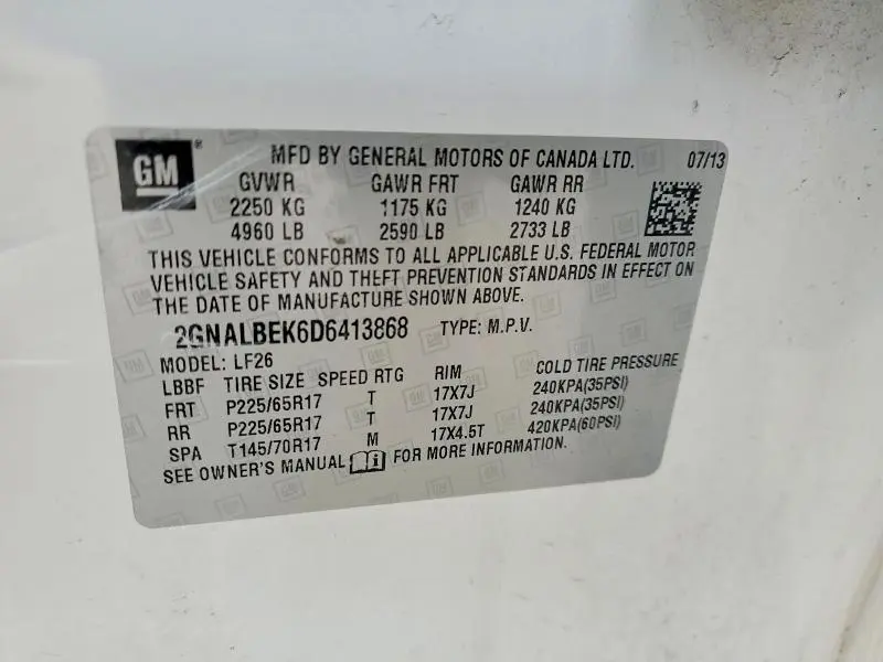 2013 CHEVROLET EQUINOX LS  