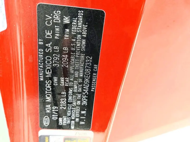 2019 KIA FORTE EX  