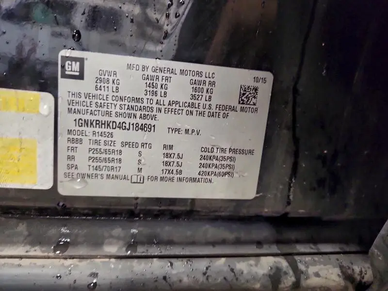 2016 CHEVROLET TRAVERSE LT  