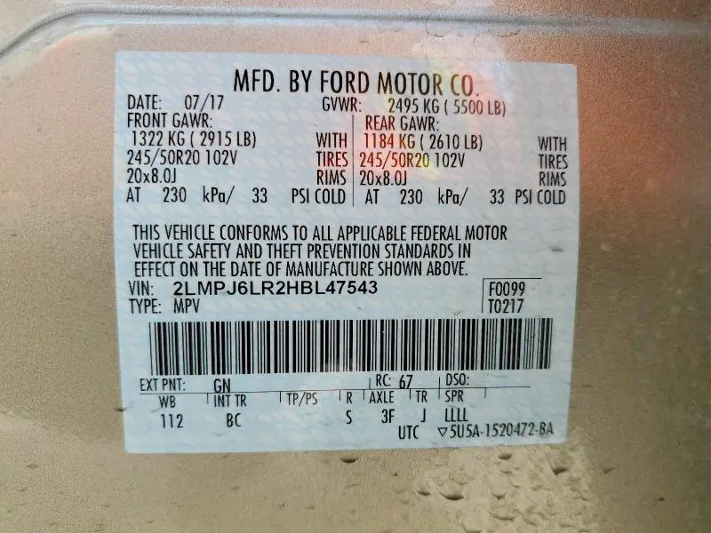 2017 LINCOLN MKX RESERVE  