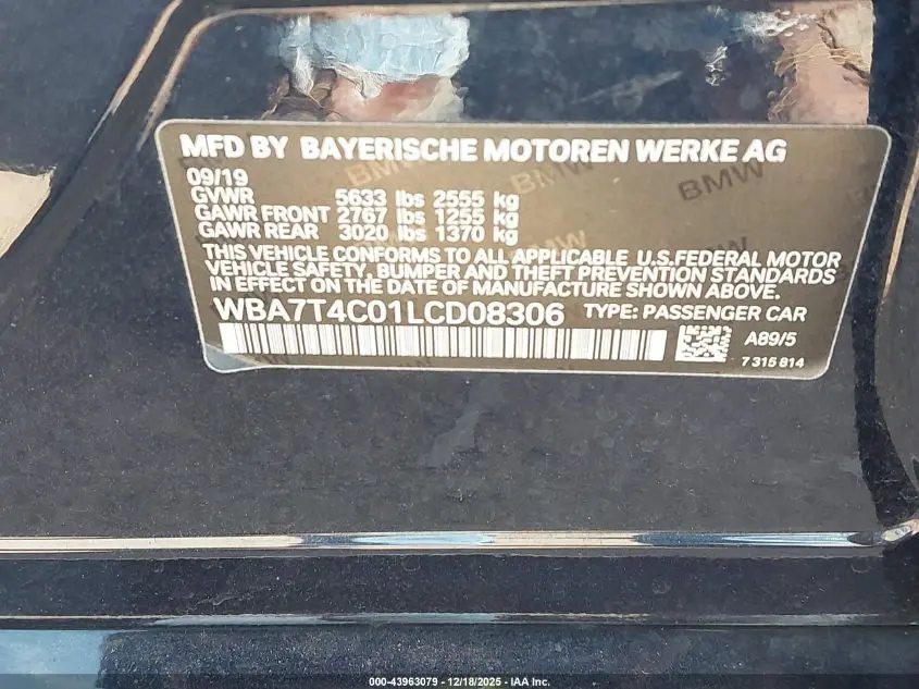 2020 BMW 740I XDRIVE