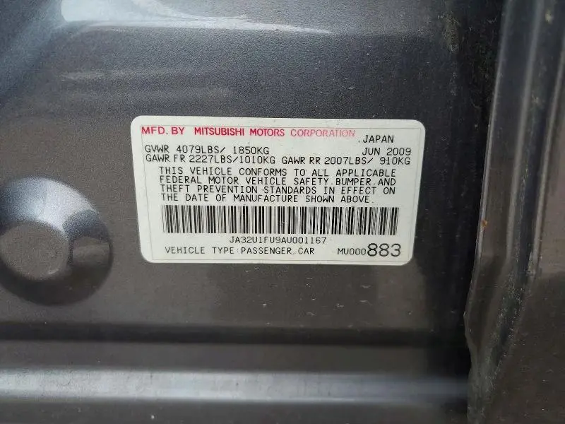 2010 MITSUBISHI LANCER DE  