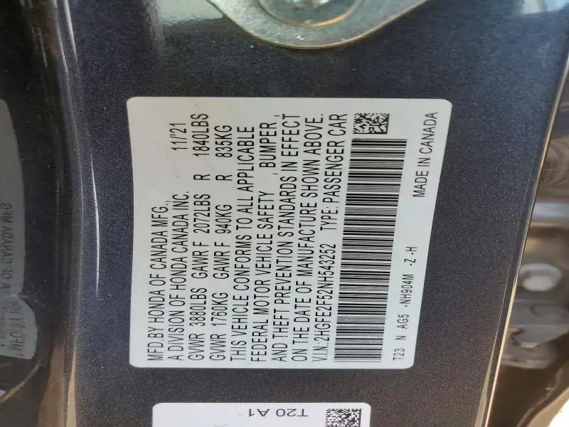 2022 HONDA CIVIC SPORT  