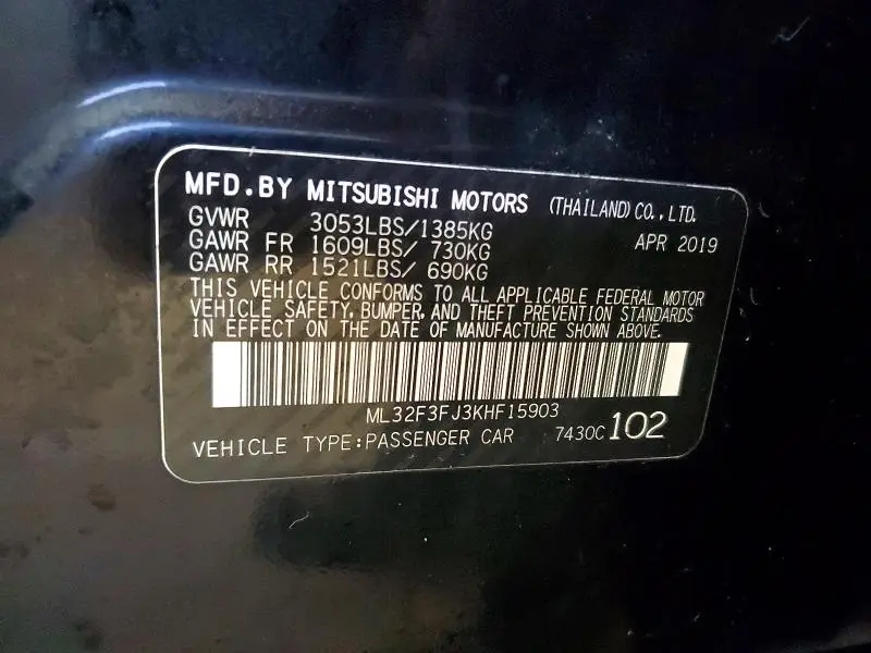 2019 MITSUBISHI MIRAGE G4 ES  