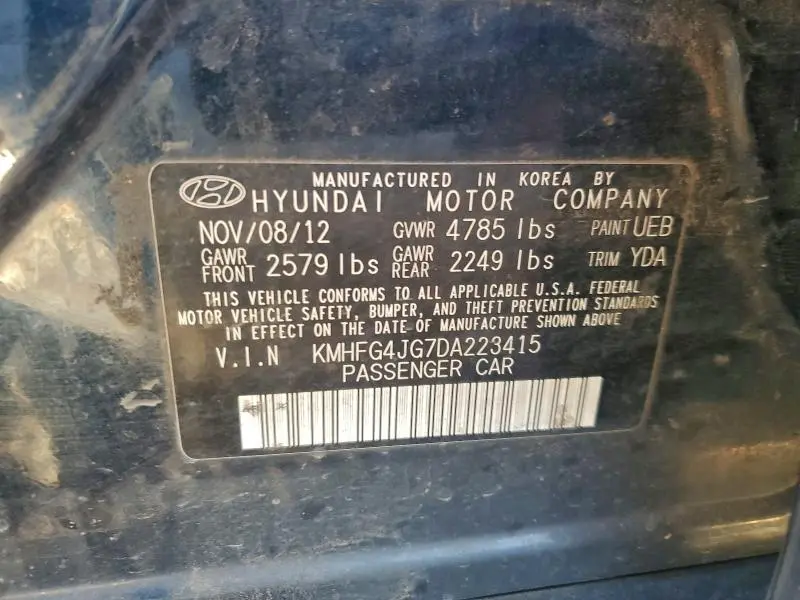 2013 HYUNDAI AZERA   