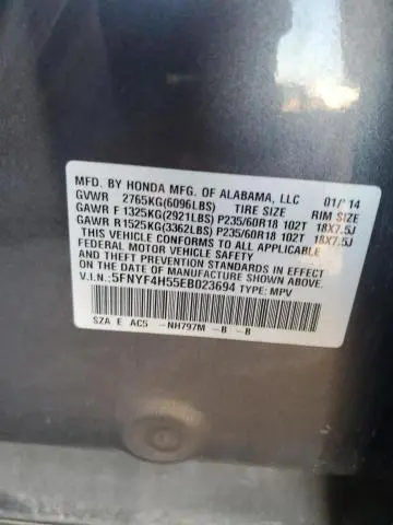 2014 HONDA PILOT EXL  