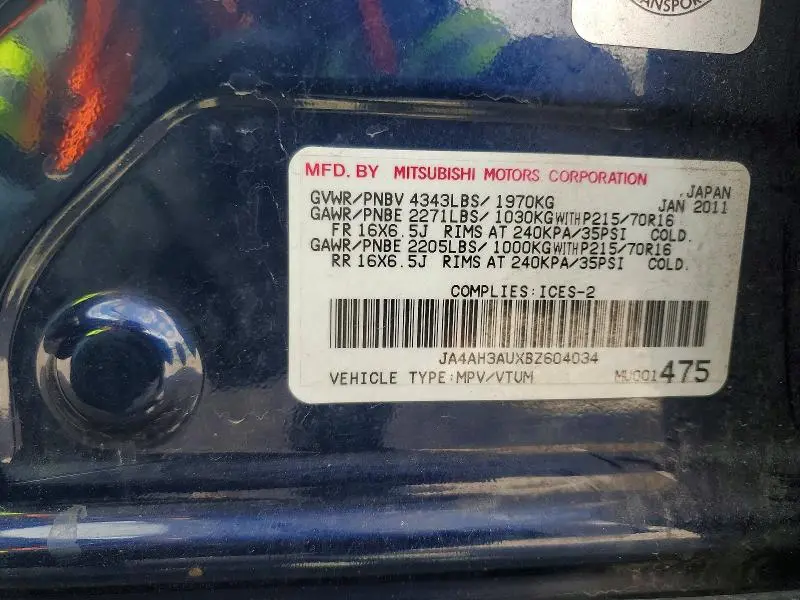 2011 MITSUBISHI RVR SE  