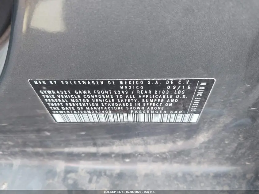 2016 VOLKSWAGEN JETTA 1.8T SEL