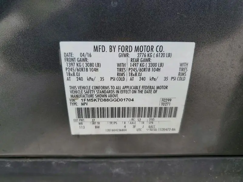 2016 FORD EXPLORER XLT  