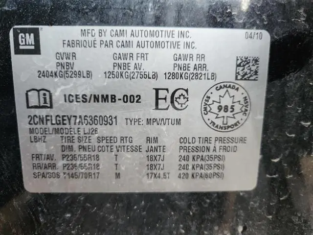 2010 CHEVROLET EQUINOX LTZ  