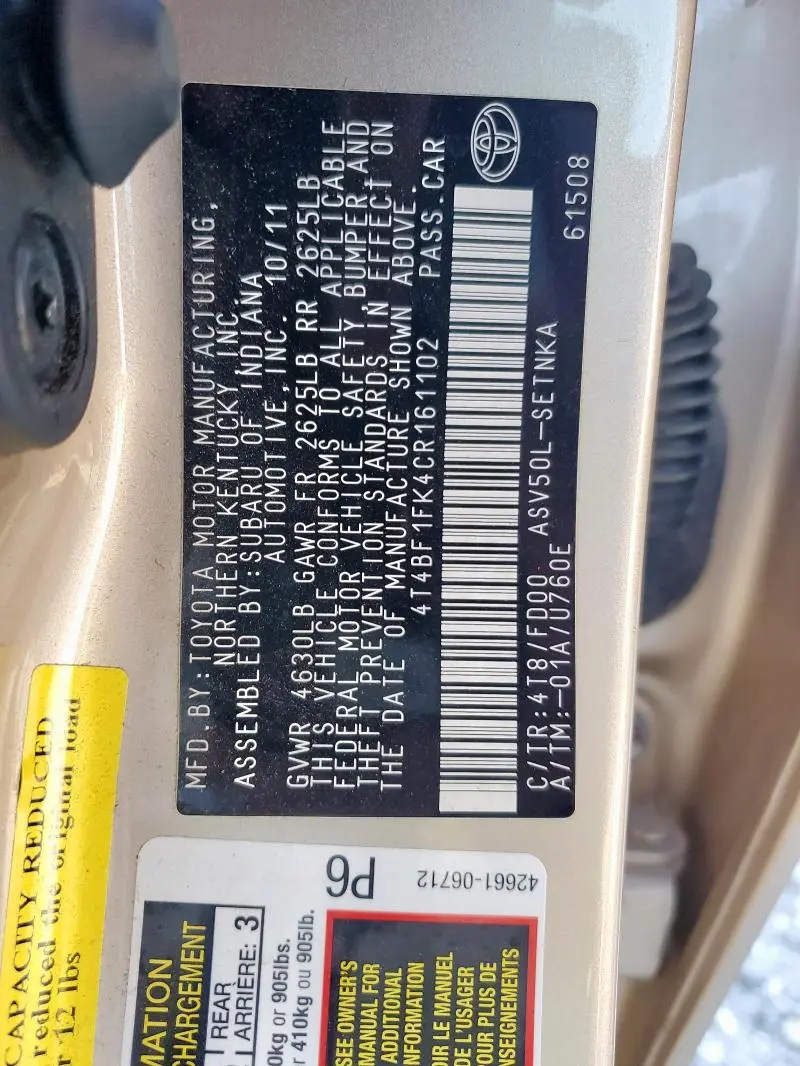 2012 TOYOTA CAMRY BASE  