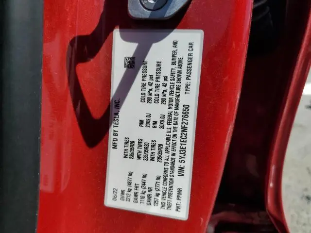 2022 TESLA MODEL 3   