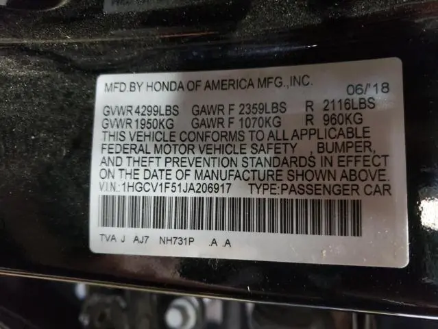 2018 HONDA ACCORD EXL  