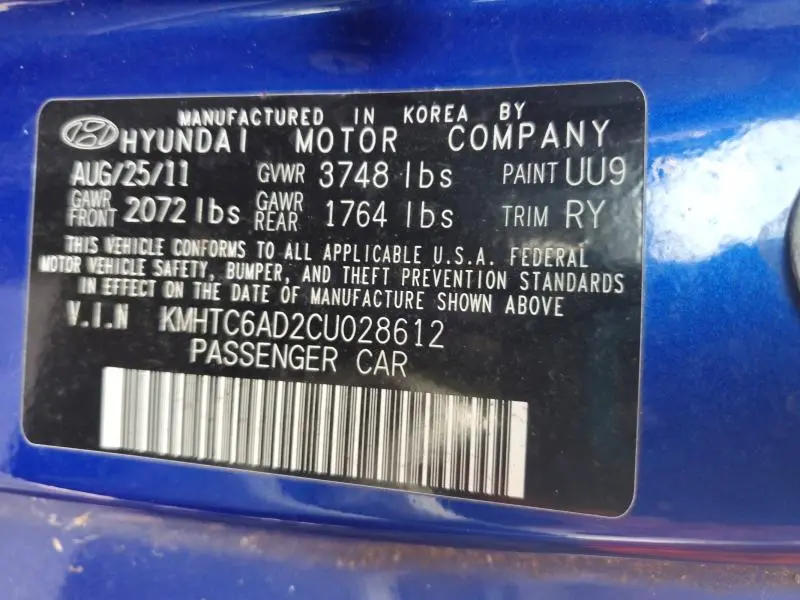 2012 HYUNDAI VELOSTER BASE  