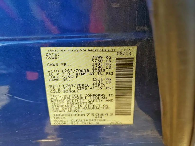 2013 NISSAN FRONTIER S  