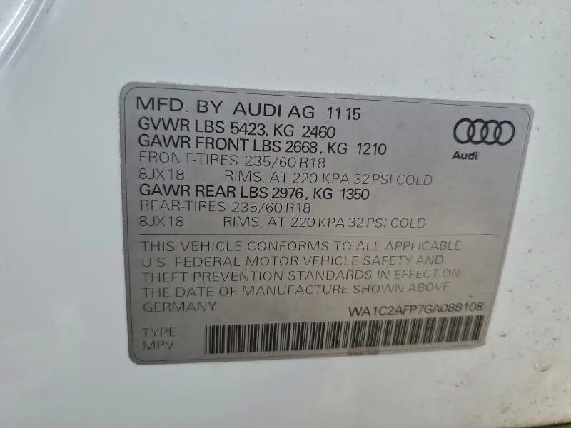 2016 AUDI Q5 PREMIUM  