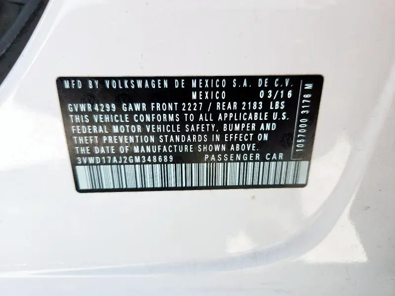 2016 VOLKSWAGEN JETTA SPORT  