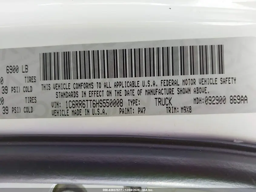 2017 RAM 1500 BIG HORN  4X2 6'4 BOX