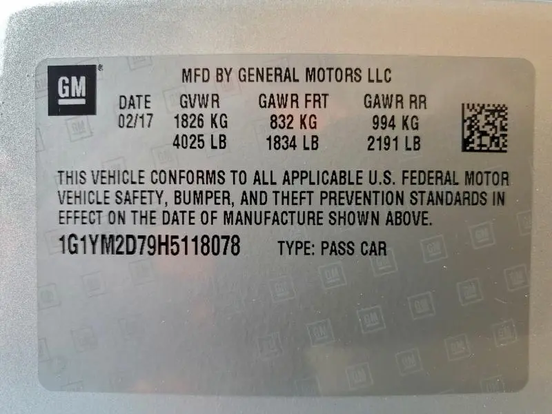 2017 CHEVROLET CORVETTE STINGRAY Z51 3LT  