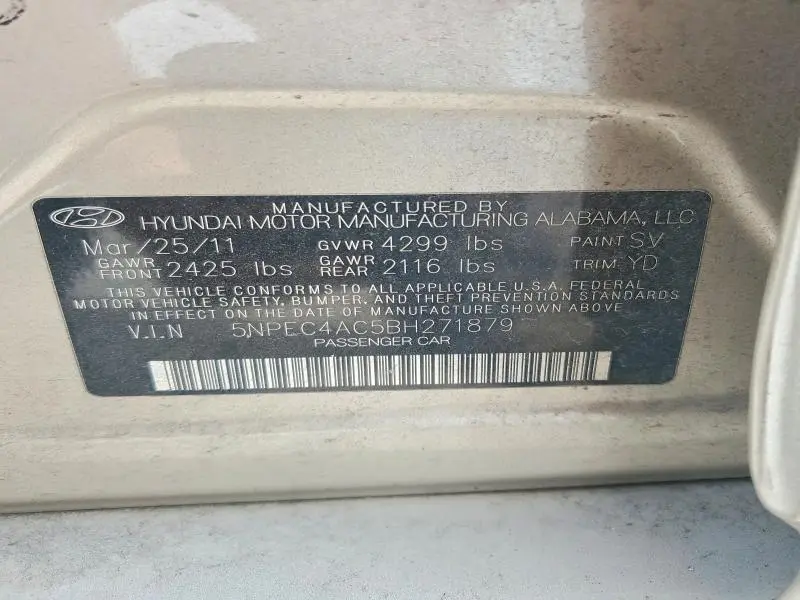 2011 HYUNDAI SONATA LIMITED  
