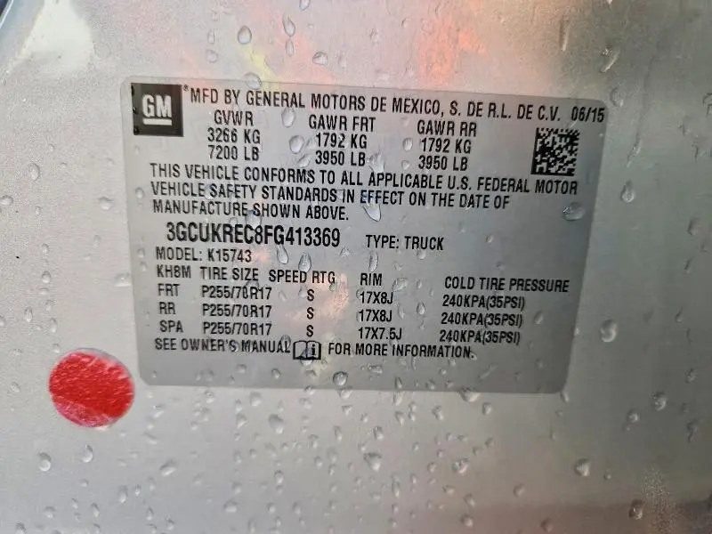 2015 CHEVROLET SILVERADO K1500 LT  