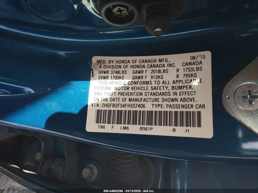 2015 HONDA CIVIC LX