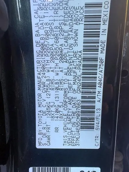 2012 TOYOTA TACOMA V6  
