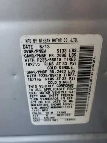 2013 NISSAN MURANO S  