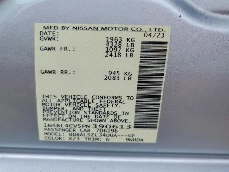 2023 NISSAN ALTIMA SR  