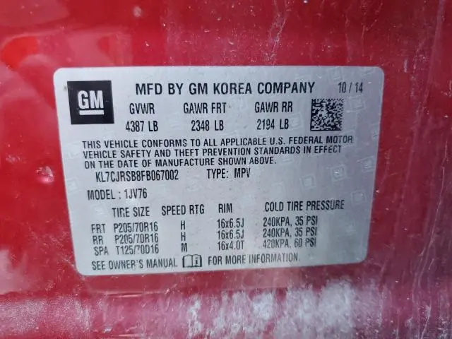 2015 CHEVROLET TRAX 1LT  