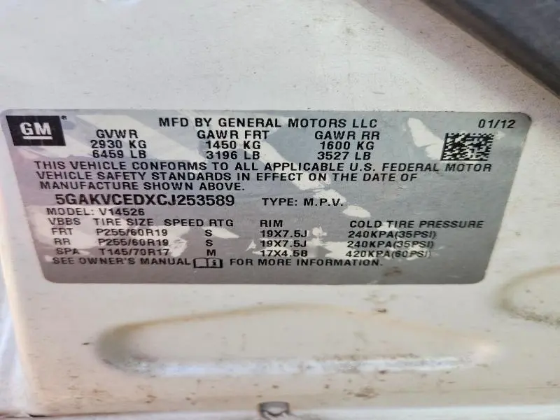 2012 BUICK ENCLAVE   