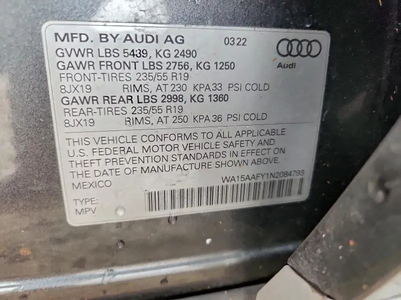 2022 AUDI Q5 SPORTBACK PRM PLS 45  