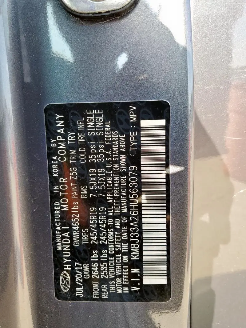 2017 HYUNDAI TUCSON LIMITED  