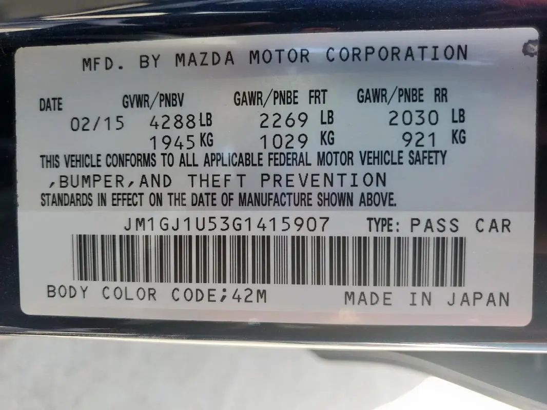 2016 MAZDA 6 SPORT  