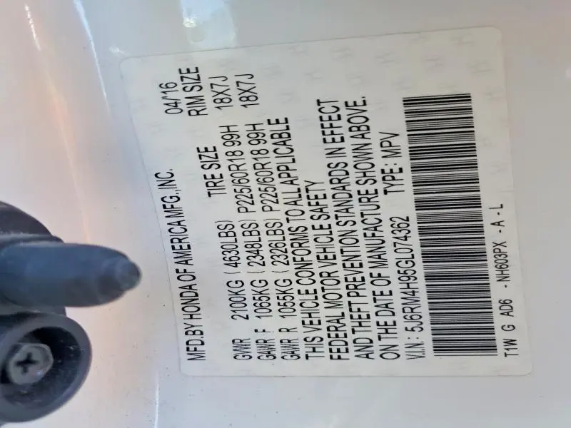 2016 HONDA CR-V TOURING  